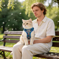 Cat Harness and Leash Set, Escape Proof and Adjustable - Planets Stars Navy Blue / S (Chest: 11 - 16") - image 3