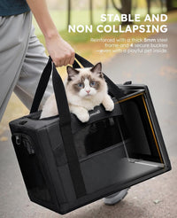 Pecute Cat Carrier Stable, Pet Carrier with Privacy Partition - Dark Gray / 18.5"L x 12.9"W x 11.8"H - image 2