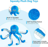 5 Pack No Stuffing Squeaky Dog Toys for Large Dogs - Blue / Octopus - image 2