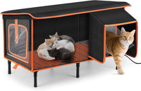 Heated Cat House for Outside in Winter - Black / L (25.7''x13.5''x18'')