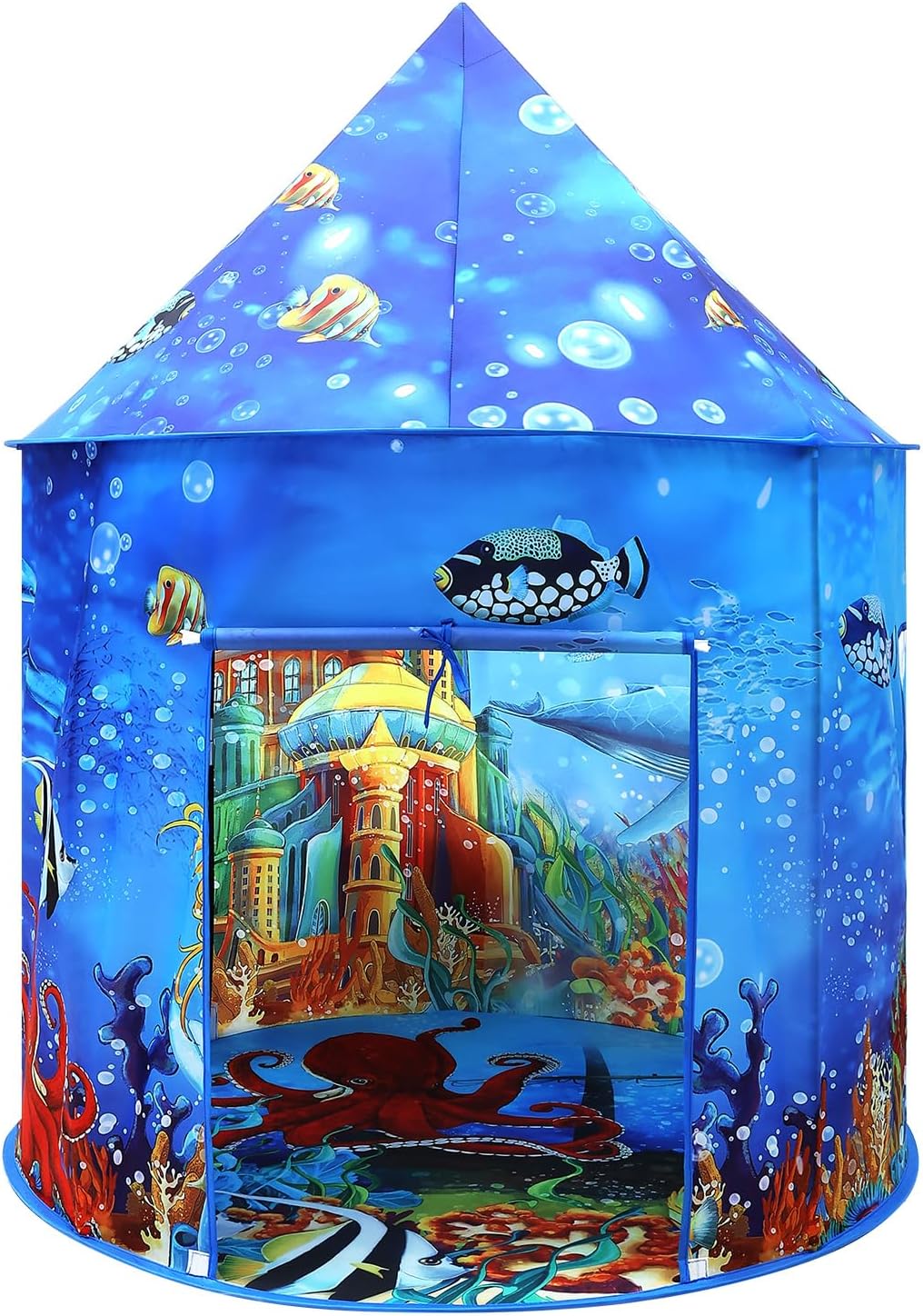 KAIVEE ocean kids play tent with mermaid, whales and sea turtles print - view 3