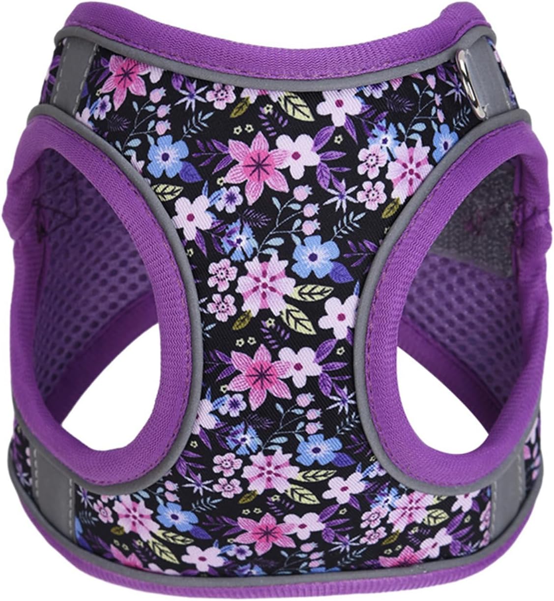 Step in Dog Harness No Pull Flower Adjustable Soft Mesh Harness – Essentials for Dogs - M(neck:12"-13.5",chest:16"-18") / Purple - image 3