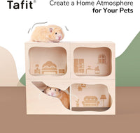 Wooden Hamster Hideout House, Small‑Pet Habitat Tunnel - Study Room - image 2