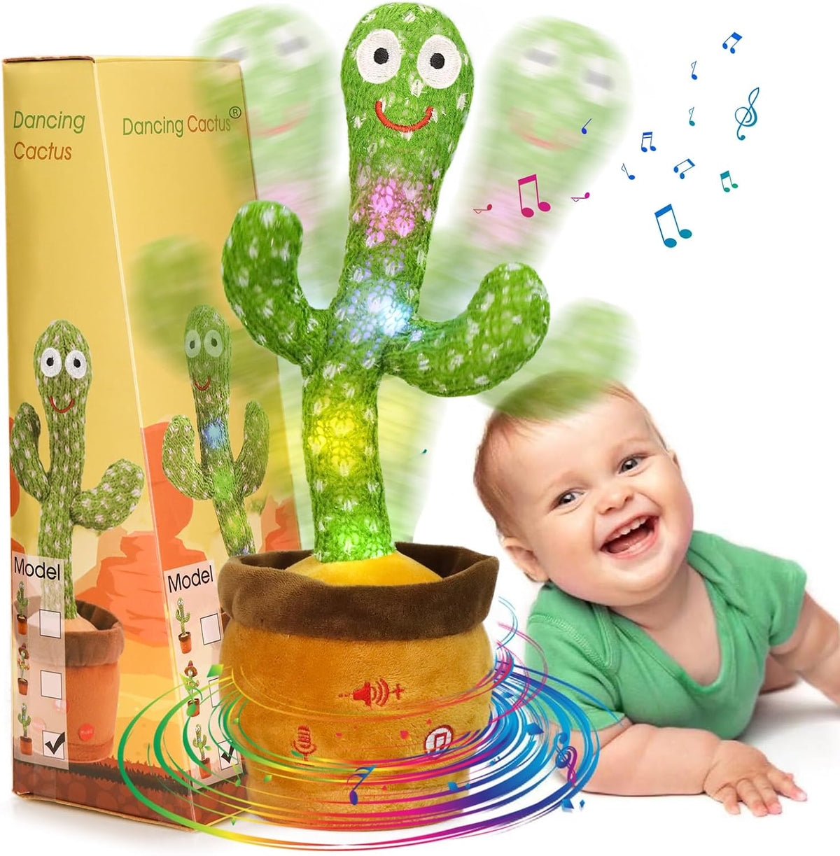 Emoin Adjustable Volume Control Dancing Cactus Toy Talking Cactus Toy - Talking Cactus+Box+Children's Song