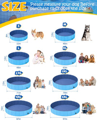 YSJILIDE Portable Dog Pool PVC Pet Swimming Bathtub Collapsible Hard - Blue / M-40" x 12" - image 4