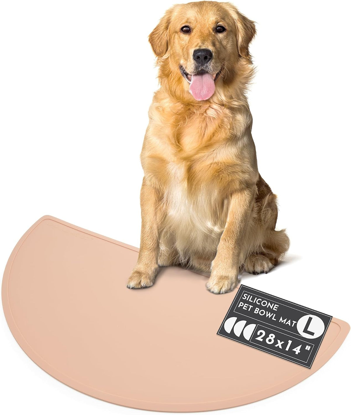 Silicone Dog Food Mat, Pet Placemat, 21" x 10.5" Deep - Blush / Large