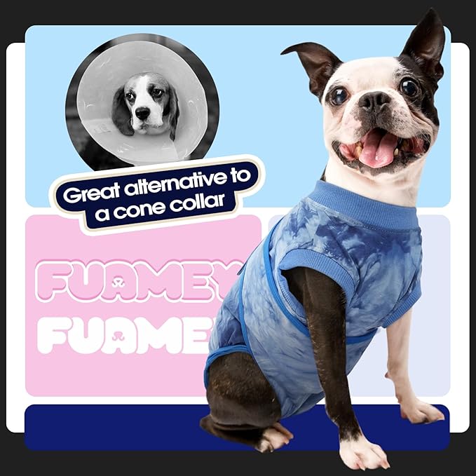 FUAMEY Recovery Suit for Dogs After Surgery,Soft Breathable Dog Bodysuit E-Collar & Cone Alternative Surgical Suit,Male Female Dog Neuter Spay Suits Anti Licking Wounds Onesie Blue Tie Dye XL