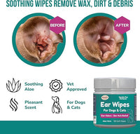 Benefit Pet Products Dog Ear Wipes - Ear Cleaner for Dogs to Prevent Infections, Itching & Odor - Aloe & Eucalyptus, Grooming Wipes - 100 Count