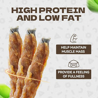 Chicken Wrapped Cod Skin Dog Treats, High Protein Chicken Jerky Chews Rawhide-Free Long-Lasting Dog Training Treats Snacks for Medium and Breeds 10.54oz