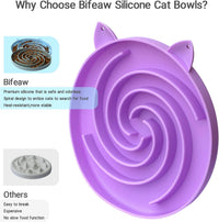 Slow Feeder Cat Bowl, Easy to Clean Silicone Bowl - Purple and Pink - image 2