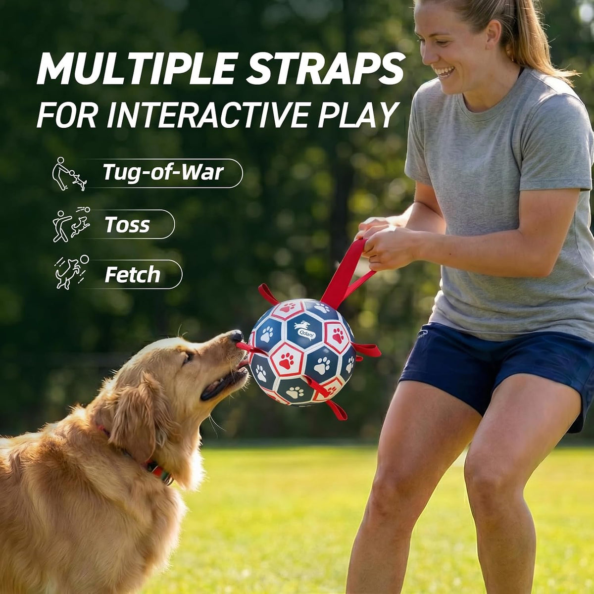QDAN Dog Balls, Outdoor Dog Toys - Large Size 3 / Red-Blue - image 2