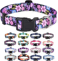Mihqy Dog Collar for Medium Dogs, Fashion Design, M - M (Neck 12.9-21.6", Width 3/4") / Floral Pink