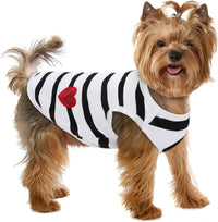 Preferhouse striped dog t-shirt tank top with heart patterns in sizes XS to XL