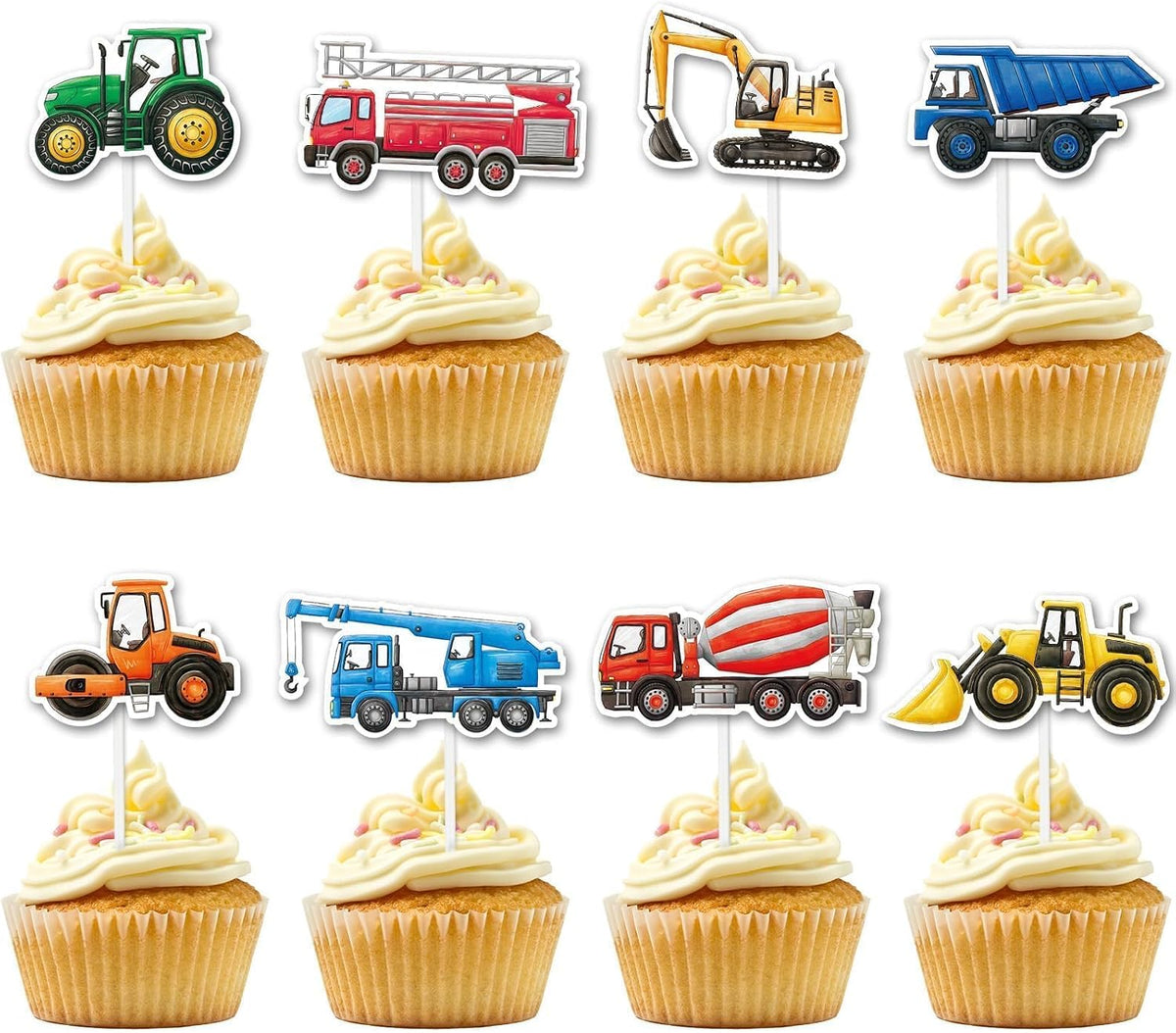 WERNNSAI 36 farm cupcake toppers with cow, pig, sheep, horse and house designs - view 7