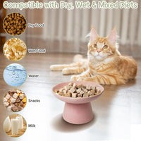 VCEPJH Elevated Cat Bowls 6.1in Wide Shallow Ceramic Raised Food Dish – Essentials for Cats - Pink(Pack of 1) - image 4
