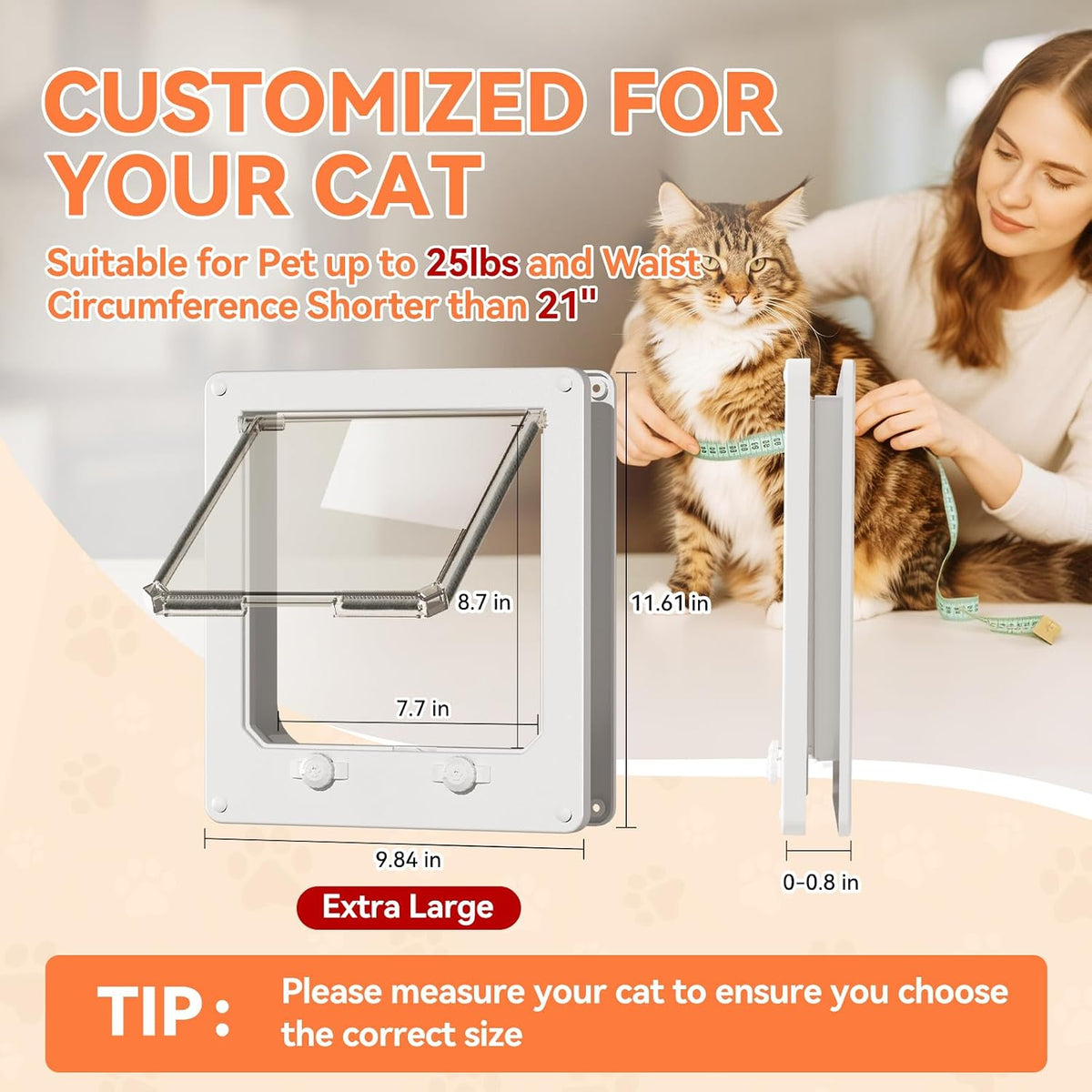 LIBBEPET Thin Interior Cat Door - XL-Inner Size: 7.7"W x 8.7"H - image 2