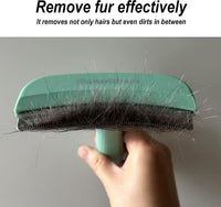 Pet Deshedding Tool with Curve Blade, Cat Grooming Brush - Large / Green - image 4