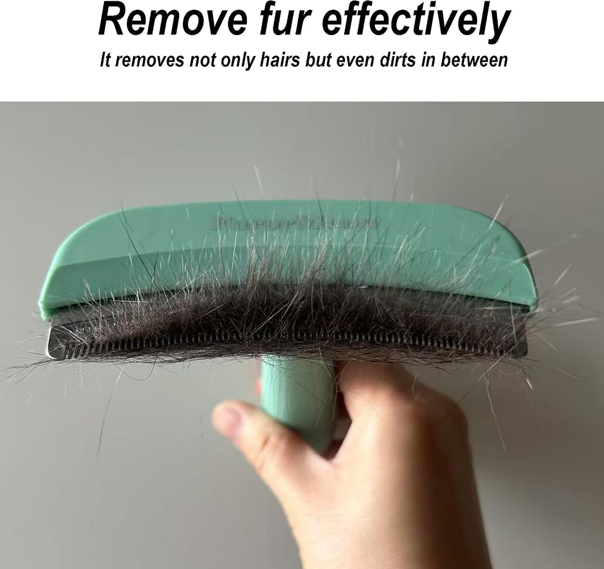 Pet Deshedding Tool with Curve Blade, Cat Grooming Brush - Large / Green - image 4