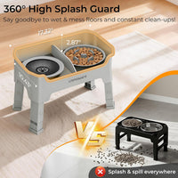 URPOWER Mess Proof Elevated Dog Bowls 4 Height Adjustable Raised Stand – Essentials for Dogs - Light Grey / Large - image 4