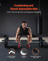 VEVOR 0.56 Inch Thick Gym Floor Tiles, 6 Tiles Rubber Top with EVA Foam, 25" x 25" Gym Flooring Workout Mats with 25 sq.ft Coverage, Interlocking Puzzle Gym Mats for Gym, Home, Garage, Black & Blue
