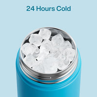 Insulated Water Bottle with Straw - Encool Stainless Steel Water Bottle, Leak-Proof, BPA-Free, Double Wall Vacuum Keeps Cold for 24 Hours for Sports, Travel, School (26 oz, Azure Blue)