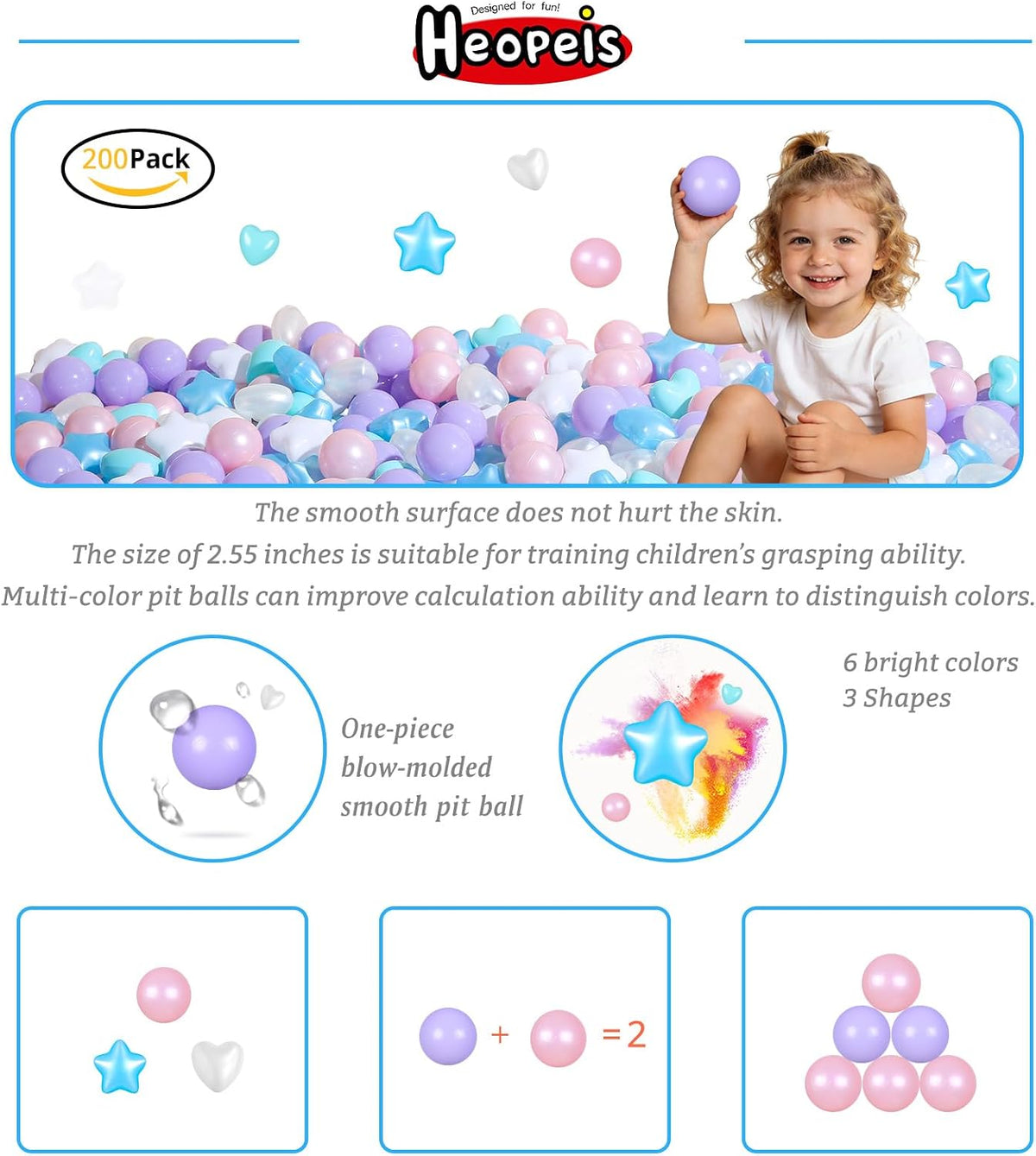 Ball Pit Balls Pack of 100 200 500 - Pear Pink/Light Purple / 200 balls - image 2