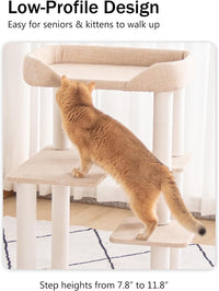 37.5" Cat Tree Tower for Large & Senior Cats, Low-Step Design – Essentials for Cats - Ivory 37.4'' - image 4