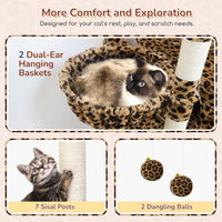 Globlazer 74in Heavy Duty Cat Tree Tower for Indoor Cats Large Adult - Leopard Print / 74inch - image 4