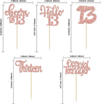 30pcs 16th Birthday Cupcake Toppers - 13th / Rose Gold - image 2