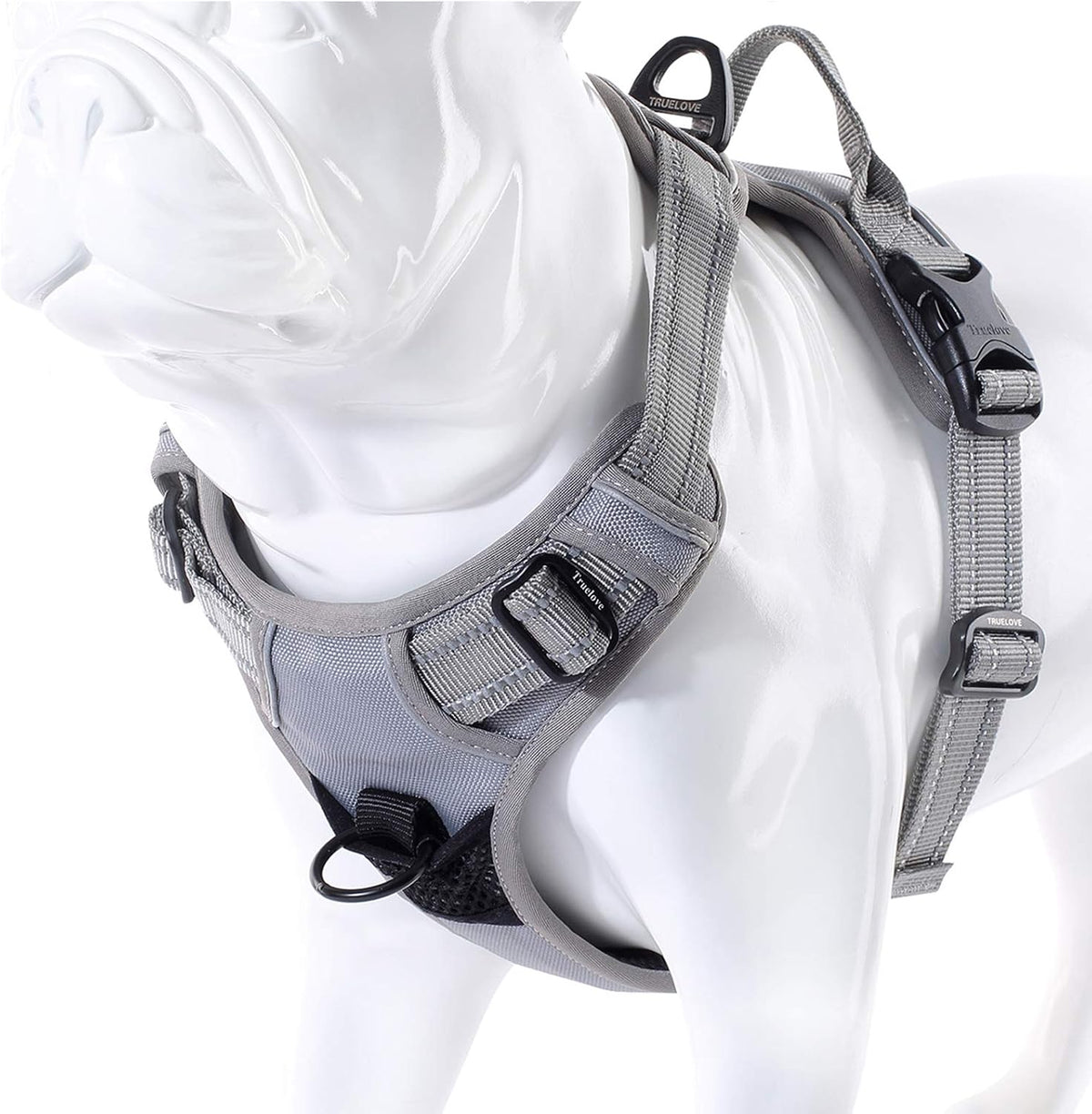 Truelove No Pull Dog Harness with Easy Control Handle and 2 Leash - Large / Gray