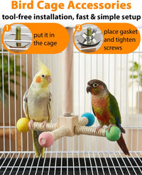 Bird Perch Toy, Kiln-Dried Wood Interactive 360° Spinning Cage Toy – Essentials for Birds - Small (no bells) - image 4