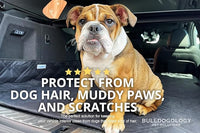 Bulldogology SUV Cargo Liner for Dogs 55"x82" Heavy Duty Pet Trunk Cargo Cover Area - Trunk Cover Car Protector for Dogs Waterproof Nonslip Mat - Dog Cargo Liner SUVs Vans Cars (Large, Black)