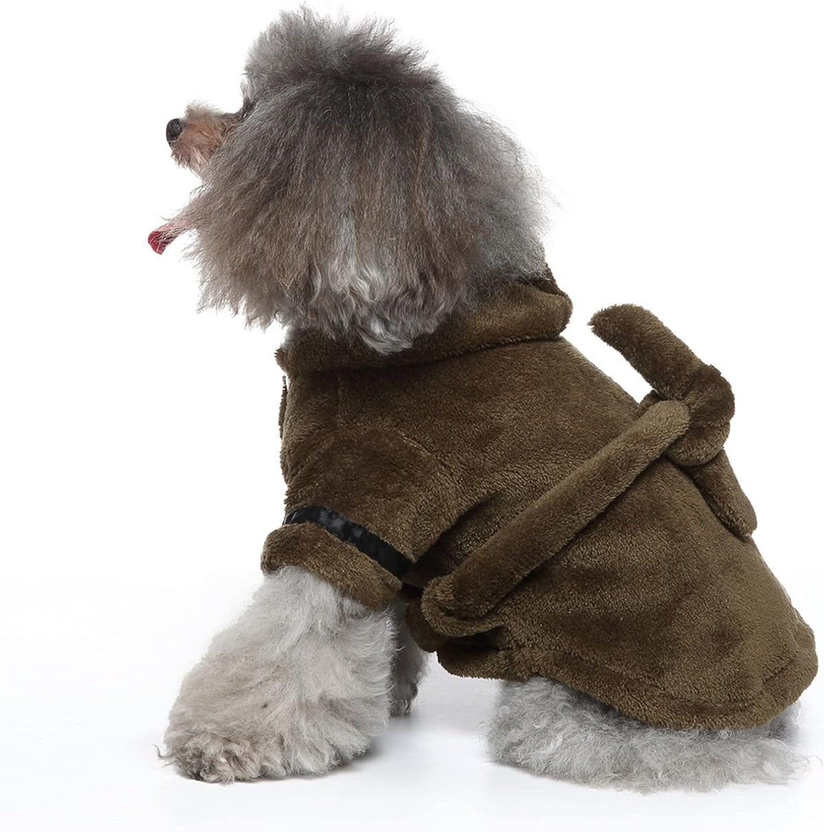 Pet Bathrobe Dog Pajama, Thickened Hooded - Coffee / Large - image 4