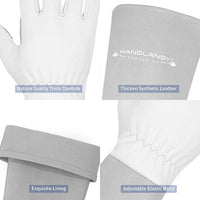 HANDLANDY Long Gardening Gloves for Men & Women, Thorn Proof Rose Pruning Gloves Leather Gauntlets Garden Glove Yard Work Glove (Large, Grey)