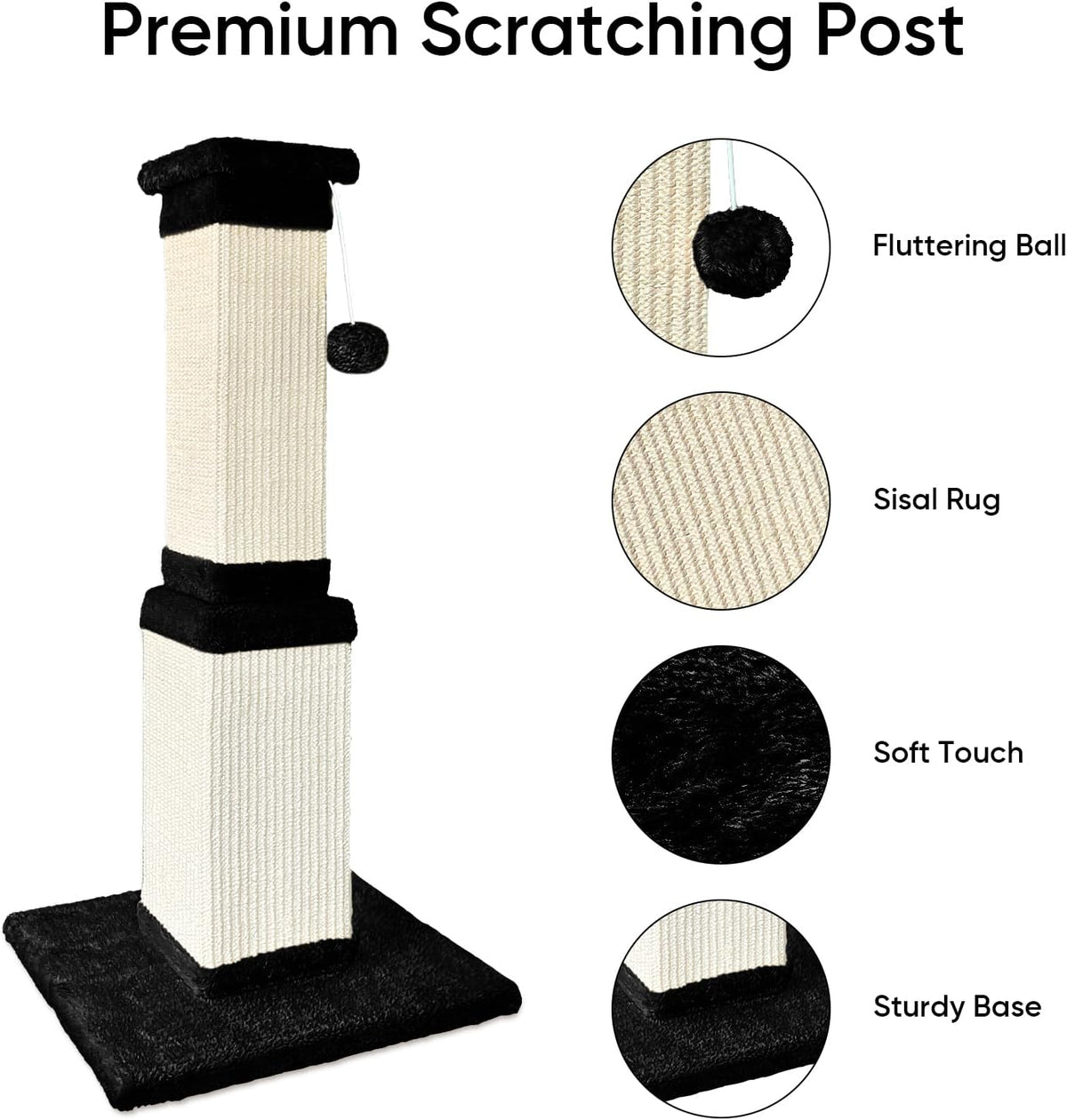 Cat Scratching Post for Indoor Cats - Black and White / Scratcher only - image 2