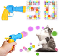 TEAWOO 50Pcs Cat Toys Pom Pom Balls with 1 Launcher Set - 1 launcher & 50 balls