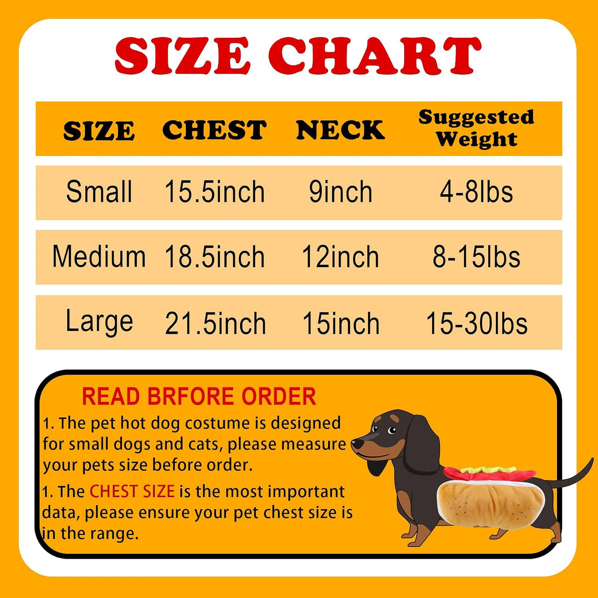 GOYOSWA Dog Hot Dog Costume - Small - image 3