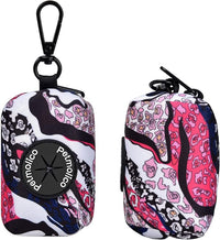 Petmolico Dog Poop Bag Holder Leash Attachment, Dog Waste Bag Dispenser Zippered Pouch, Fits Any Leash, Includes Free Roll of Poop Bags Dispenser - 2 Pack, Colorful Leopard