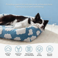 JOEJOY Cute Dog Bed Medium Size Dog - Cozy Clouds Blue / M (30"x24"x8") - image 2
