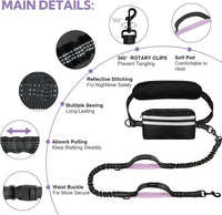 Hands Free Dog Leash for Two Dogs Walking, Running – Essentials for Dogs - Black/Purple / Large - image 3
