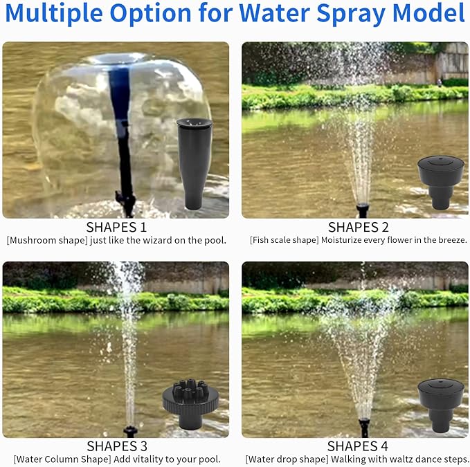 15W 1000L/H Submersible Fountain Water Pump with 12 Colorful LED Lights, Mushroom and Blossom Spray Head for Fountain,Pond,Outdoor Water Feature, Statuary Gardens,Aquarium Fish Tank