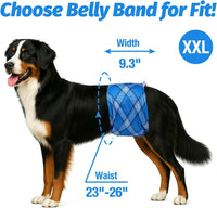 Pet Soft Dog Belly Bands - Washable Dog Diapers Belly Band for Male Dogs, Reusable Male Dogs Wraps - Blue Plaid / XX-Large(23''-26'') - image 2