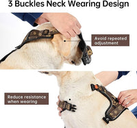 IVY&LANE No Pull Dog Harness with Leash Set, Reflective No Choke Pet Vest,Adjustable Oxford Dog Vest Harness with Easy Control Handle for Medium Dogs (Dark Brown,M)