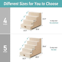 Dog Stairs for Small Dogs, 5 Tier Wider Pet Stairs for High Beds, 23.6" H Non-Slip Dog Steps for Old Cats, Puppies, Small Medium Dogs, 29.5x19.7x23.6 inch, Beige
