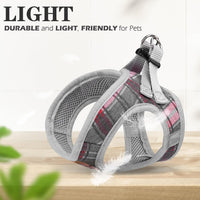 EXPAWLORER Plaid Small Dog Harness and Leash Set with AirTag Holder - Grey / XX-Small - image 4