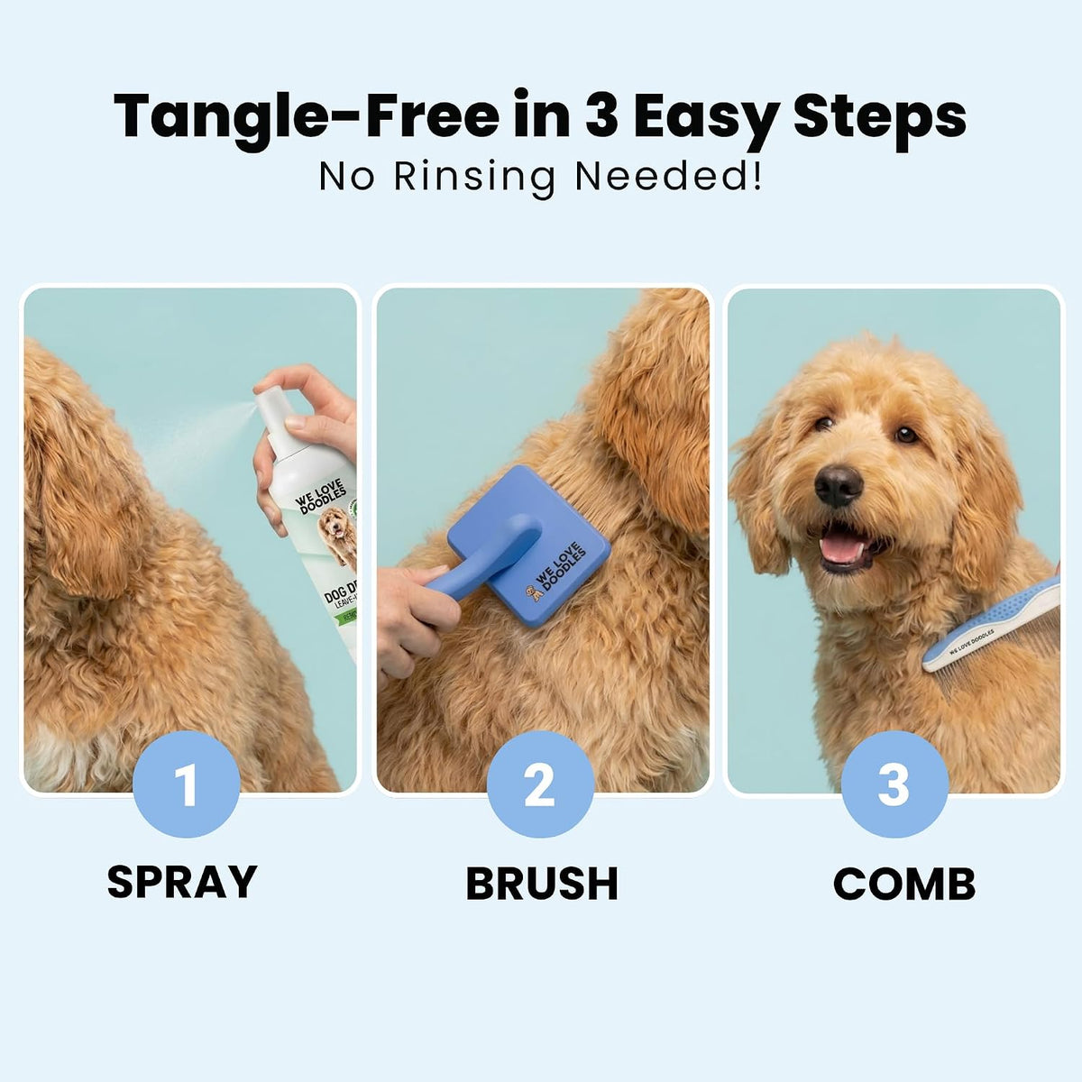 Slicker Brush for Dogs, Pet Grooming Brushes for Doodles & Poodles, Large – Essentials for Dogs - Small Brush & Detangler Spray - image 4