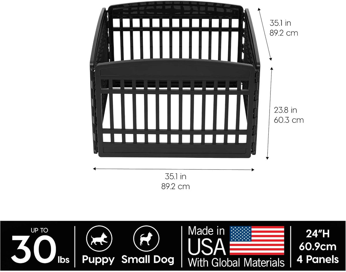 IRIS USA 4-Panel Dog Playpen, Pet Enclosure - Black / 4 Panel – 24" H - image 3
