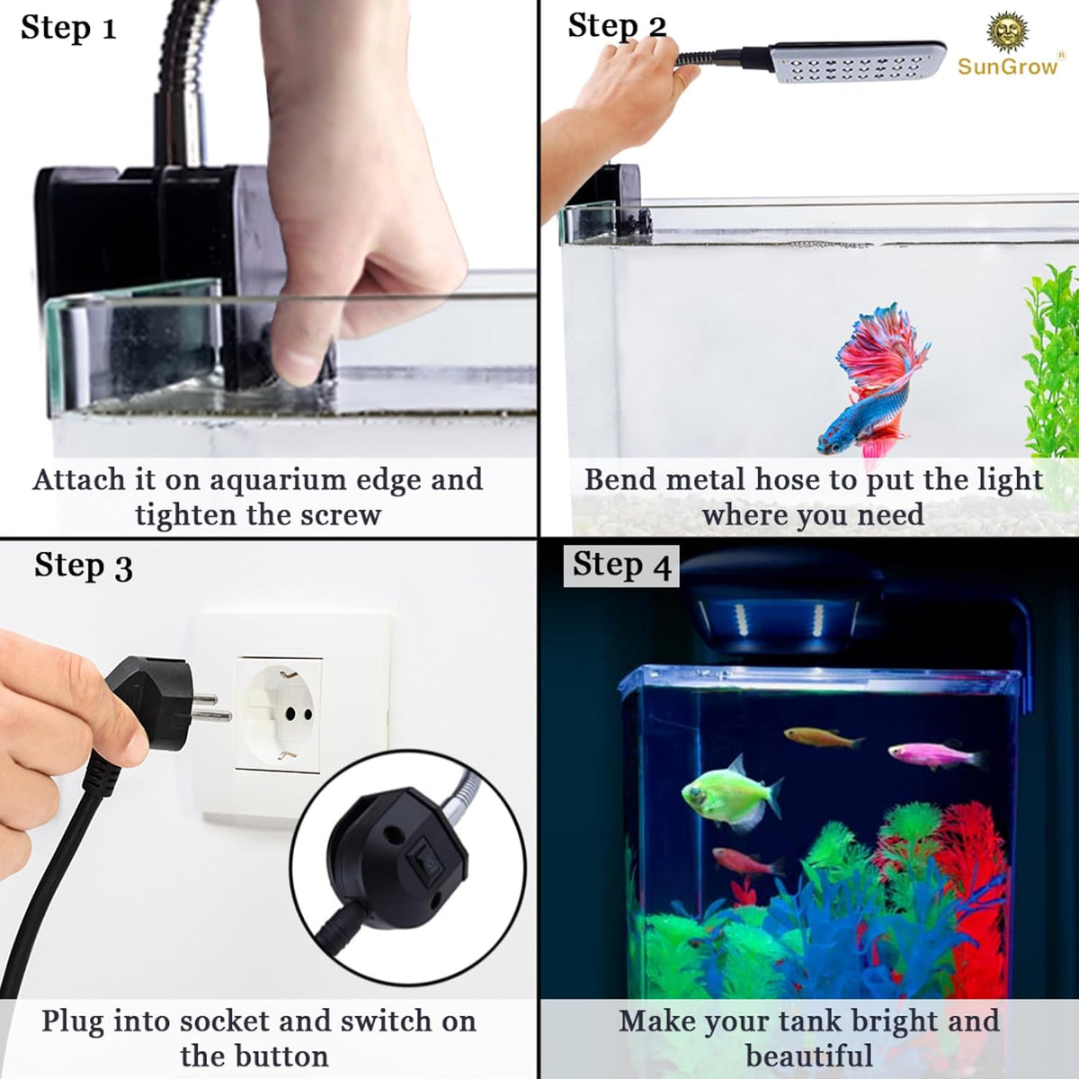 SunGrow 4.8W Aquarium Light for Fish Tank, 24 LEDs, White & Blue – Essentials for Fish - image 4