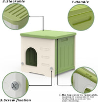 Plastic Cat House for Outdoor Indoor Use - Green-M - image 4