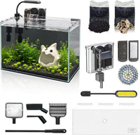 1.25 Gallon Fish Tank Small Glass Aquarium Kit Starter Set Dark - 6 Gallon